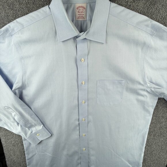 Brooks Brothers Non Iron Cotton Button Up 16.5 33 Madison Blue Supima Adult Men - Picture 2 of 15